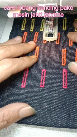 Sewing button hole pattern using a janome Machine #sewing #sewing button #sewing technique | Khansa Nur