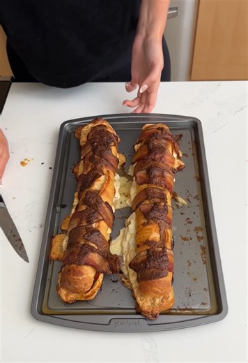 World’s best sandwich with French bread, cheese & bacon