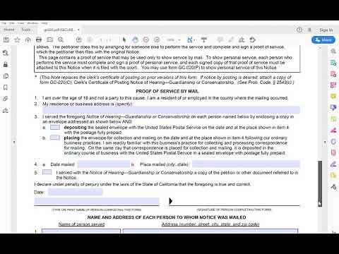 How an Attorney Fills Out A Notice of Hearing and Proof of Service for a Limited Conservatorship CA