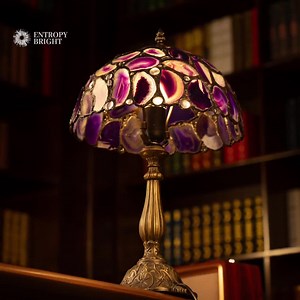 Vintage Purple Stained Glass Table Lamp Antique Style Bedside Desk Light Handmade Mosaic Accent Victorian Home Decor Housewarming Bday Gift - Etsy