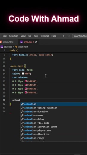 Neon Text Effect in 10 Seconds! #css