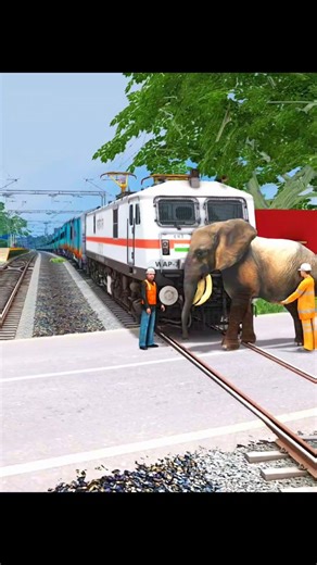 ELEPHANT vs TRAIN ✋️ Stops the Train at Crossing 😱 Follow For More interesting train videos @railroadfunz97 Train Simulator Indian Railways Elephant vs Train Train Game #train #railroad #gaming #reels #explore #viral #likes #elephant #trains #trainsimulator #railfanning #reel #explorepage #viralreels | Railroad Funz