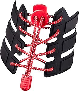 [3 Pairs] Elastic No Tie Shoe Laces - Reflective Elastic Shoelaces 100cm with Lock for Adults and Kids Running Shoes - Quick Lacing System for Riding Climbing Hiking - Red