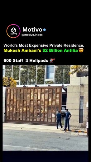 Motivo on Instagram: "The world’s most expensive home isn’t in New York or Dubai — it’s in Mumbai. 🇮🇳✨ Mukesh Ambani’s $2 billion mansion, Antilia, rises 27 floors into the clouds, with helipads, theaters, spas, and even a man-made snow room. ❄️ Maintained by over 600 staff, it’s more than a home — it’s a vertical empire of innovation, wealth, and Indian engineering brilliance. A symbol of ambition that redefined luxury worldwide. Follow @motivo.inbox for more powerful content! _ #ambani #anti