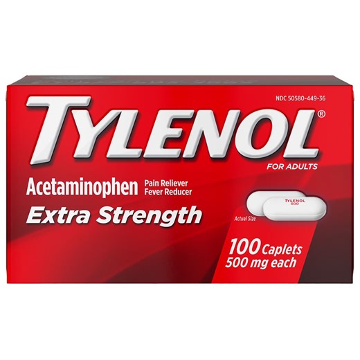 TYLENOL Extra Strength 500 mg Acetaminophen Caplets for Pain Relief & Fever Reduction