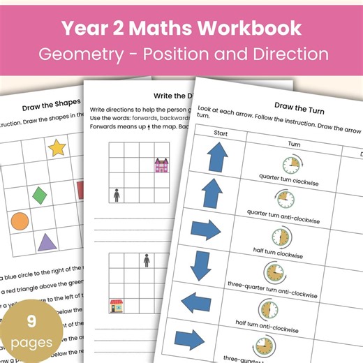 Year 2 Maths Workbook | Geometry - Position and Direction | Y2 Maths Lesson Resources - Etsy