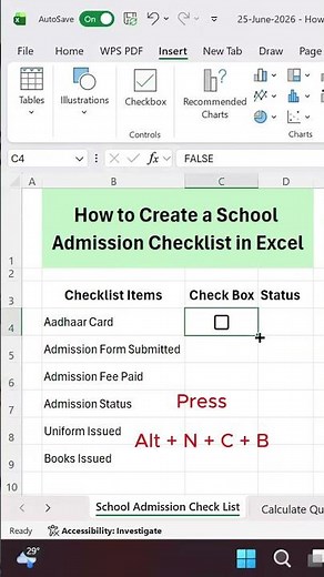 How to Create a School Admission Checklist in Excel 📋⚡ | Student Admission Tracker | #excel