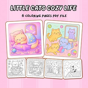 Kawaii Cat Coloring Pages | Cozy Kitten Printable (digital Download) - Etsy Australia