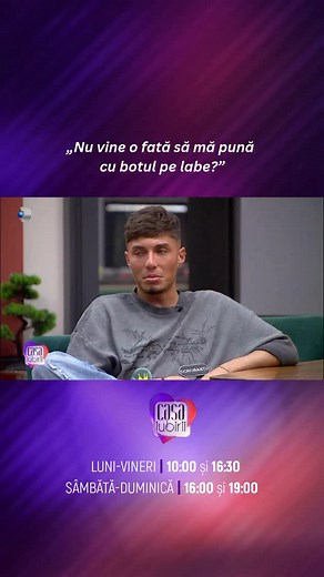 Casa Iubirii on Instagram: "Dorobanțu visează la o fată care să îl „pună cu botul pe labe”, spune el. În plus, tânjește și după un pupic. Credeți că va veni în curând o fata care să îi pice cu tronc? 💔 #showbiz #casaiubirii #kanaldromania"