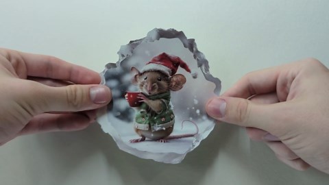 Christmas Hot Cocoa Mouse - Mouse Hole Wall Sticker