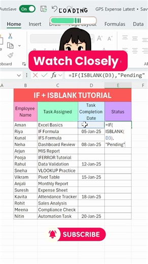 MS Excel IF ISBLANK Formula | #excel #tutorialexcel #tutorialexcel