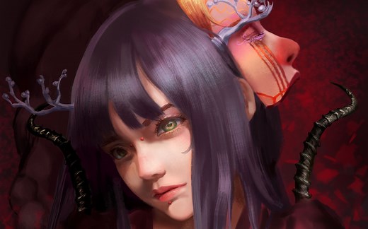 【板绘】《世間地獄》 画一个黑暗的美少女（Photoshopcs6 Cintiq 13HD）