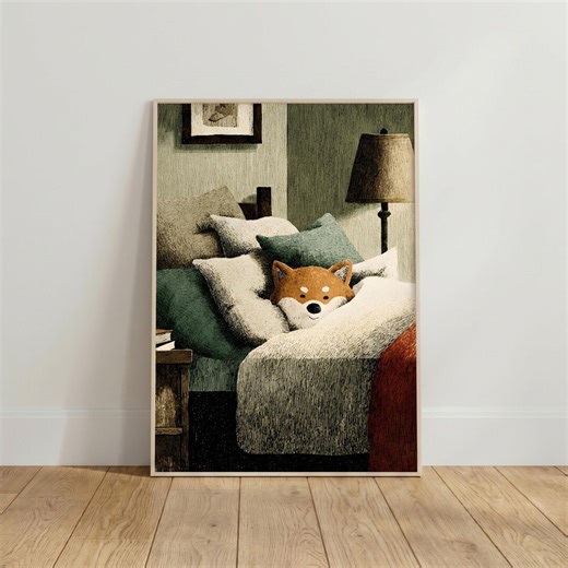 Peak Comfort, Vintage Illustrated Shiba Inu Art, Printable Wall Art Digital Download - Etsy