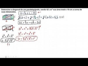 Determine the diagonal of a rectangular prism, given that its total surface area is 62 cm² and th...