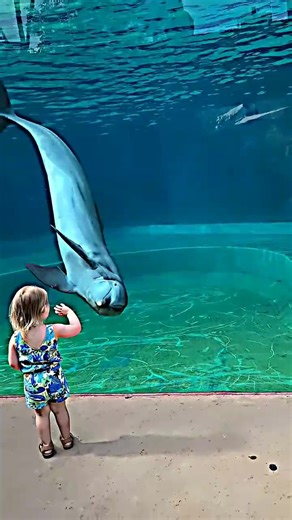 Dolphin's Adorable Interaction with Toddler at the Aquarium #dolphin #toddler