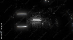 Inside Futuristic Sci-Fi Alien Spaceship with Abstract Neon Lights - 4K Seamless Loop Motion Background Animation
