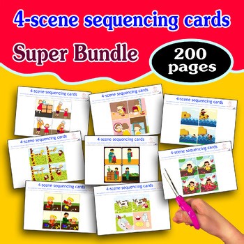 SCENE SEQUENCING CARDS WORKSHEET | Interactive Story Order Activity Autism ABA