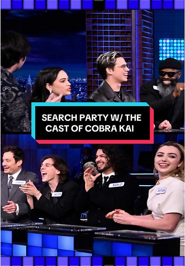 Search Party con el elenco de Cobra Kai