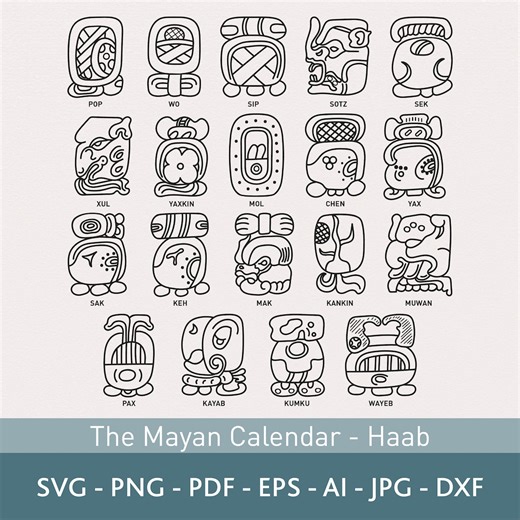 Mayan Haab Calendar Glyphs SVG Bundle: Ancient Mesoamerican Sacred Symbols (Digital Download) - Etsy Italia