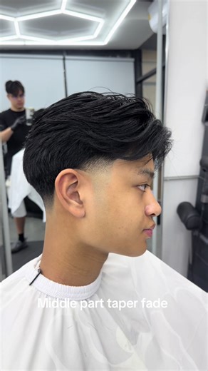 Middle Part Taper Fade Haircut Ideas for Men