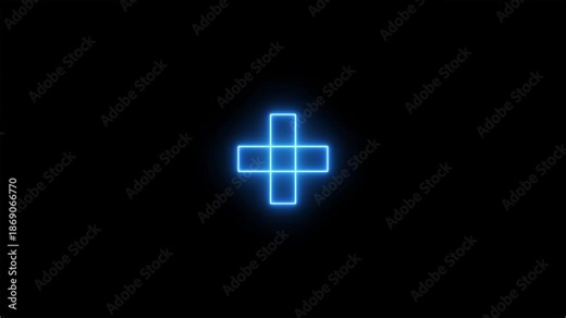 Neon line plus symbol icon simple positive plus icon. Business Counting add motion. positive technology sign. Medical cross icon animation on background.....