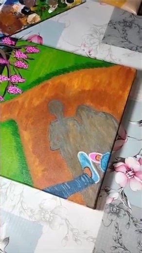 Did an Easy Painting on Canvas #art #painting #drawing #my #easy #love #diy #shorts #video #viral
