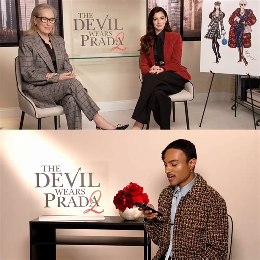 Here is part 2 of my fabulous conversation with the legendary #MerylStreep & #AnneHathaway for #TheDevilWearsPrada2 press junket in London 👠We talked further about fashion illustration & how it can be celebrated more by the industry. Anne & Meryl were so excited when I gifted them both prints of my work & signed copies of my Fashion Activity Book. They were flipping through the pages & absolutely loving it!!! Truly a highlight for me!!! I can’t stop smiling watching this. So grateful for such a