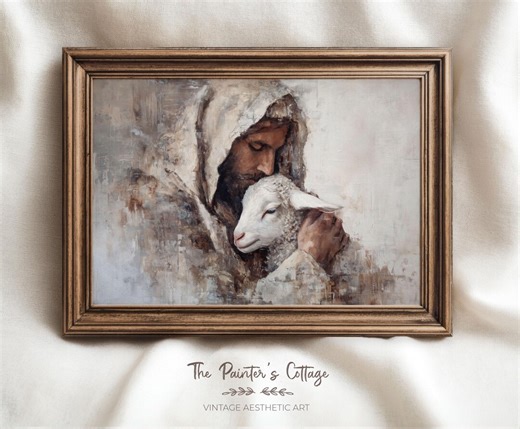 Jesus Leaves the 99 Lost Sheep Religious Gifts, Modern Jesus Paintings, Good Shepherd Jesus Lamb Prints Bible Verses Wall Art for Christians - Etsy