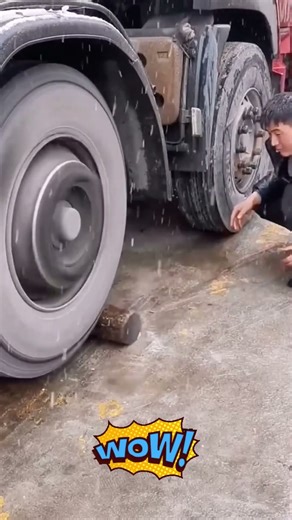 Stopping process of rotating wheels with a wooden stick