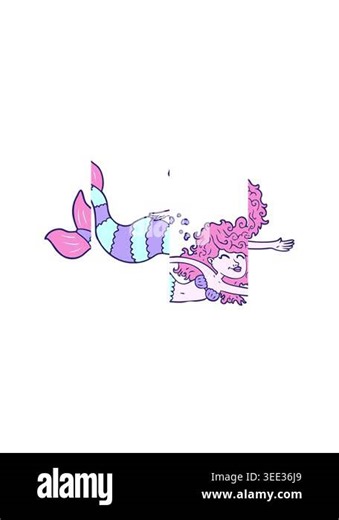 splitting motion animation of mermaid cartoon element Stock Video Footage - Alamy