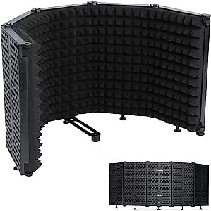 Studio Recording Microphone Isolation Shield - Podcast Microphone Equipment for Studio, Foldable Multilayer Sound Insulation, Mic Sound Shield for Singing Recording Broadcasting, Portable Vocal Booth
