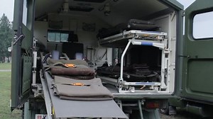 inside of the interior of military ambulance vehicle