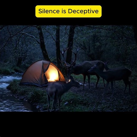 🐺 Nighttime Wildlife Surprise at Riverside Campsite! 🦌