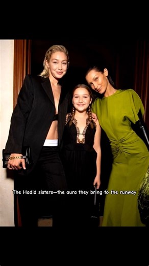 The Hadid sisters—the aura they bring to the runway.. #gigihadid #bellahadid #victoriabeckham