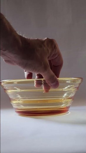 Vintage Glass Bowl - Whitefriars Golden Amber 9307 Pattern Fruit Bowl, circa.1949.