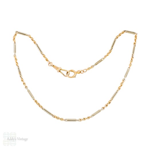 Antique 9ct Gold Bi-colour Fancy Link Chain, 35 Cm. - Etsy