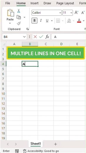 How to Add Multiple Lines in One Excel Cell | Multiple Lines in One Cell in Excel #shorts #short