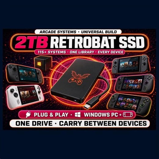 2TB RetroBat Retro Build for Windows PC + Handhelds (Steamdeck / Rog Ally / Lenovo Go / MSI Claw) -