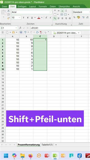 PlanMaker Prozentformat