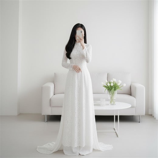 Wedding Áo Dài, Bride's White Ren Áo Dài, Engagement Áo Dài, Wedding Áo Dài, Couple Áo Dài With High-quality Silk - Etsy