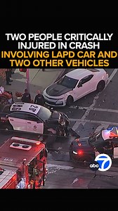 69K views · 670 reactions | BREAKING NEWS: Two LAPD officers are hurt, and two other people critically injured in a violent crash near Lake Balboa. The front end of the LAPD cruiser sustained significant damage, and two other damaged cars can be seen nearby. Eyewitness News is live with an update on the conditions of those injured, and the latest on the crash investigation. Tonight at 11 from ABC7. https://abc7.com/14912325 | ABC7 | Facebook