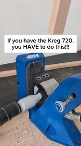 SHARE this with someone who uses the Kreg 720! It's such a timesaver! I think we can all agree that trying to squeeze two pocket holes into a 1x2 is the most difficult pocket hole task. The 720 has a little line showing where the center of the board should be lined up, but who is marking the center of their boards??? Not me. Well me, but only once. I took a sharpie to my pocket hole jig to give me some clear guidelines going forward. No more second guessing if a pocket hole is going to be too cl
