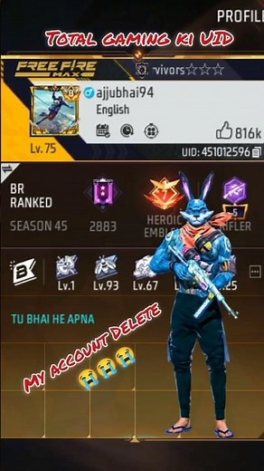 AjjuBhai94 Uid In Free Fire | Total Gaming Uid In Free Fire #shorts #totalgaming