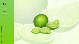 Lime Fruit and its Nutritional Properties with Minerals and Vitamins- Infographics Design