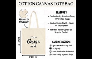 Cotton Canvas Tote Bag Size Chart: POD Sizing Guide (digital Download) - Etsy
