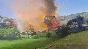Massive fireworks factory explosion caught on camera