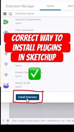How to Install Plugins in SketchUp (Correct Way) #sketchup #shorts #3dmodeling #3d
