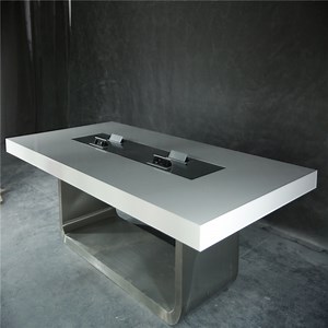 [Hot Item] Spacious 12 Person Artificial Marble Desk for Professional Meeting Room