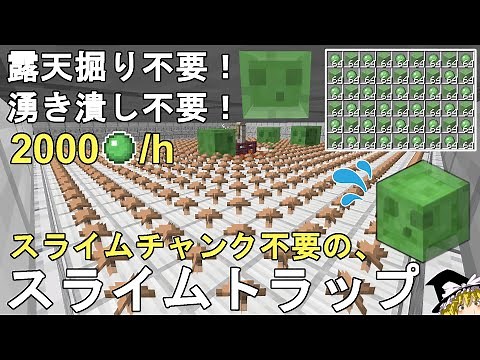 【マイクラ1.21】スライムチャンク不要！湧き潰しも露天掘りも不要！最も簡単に作れるキノコ式スライムトラップの作り方解説！Minecraft Slime Farm【マインクラフト/JE/ゆっくり実況】