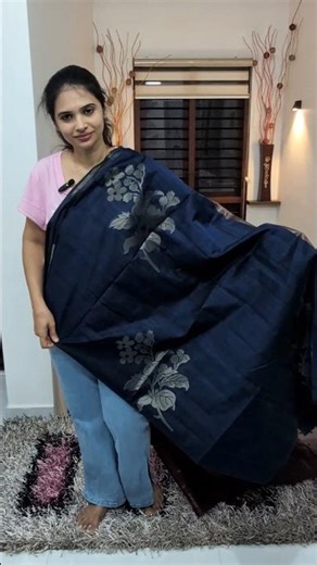 Navy Blue & Red Matka Silk Saree #shorts